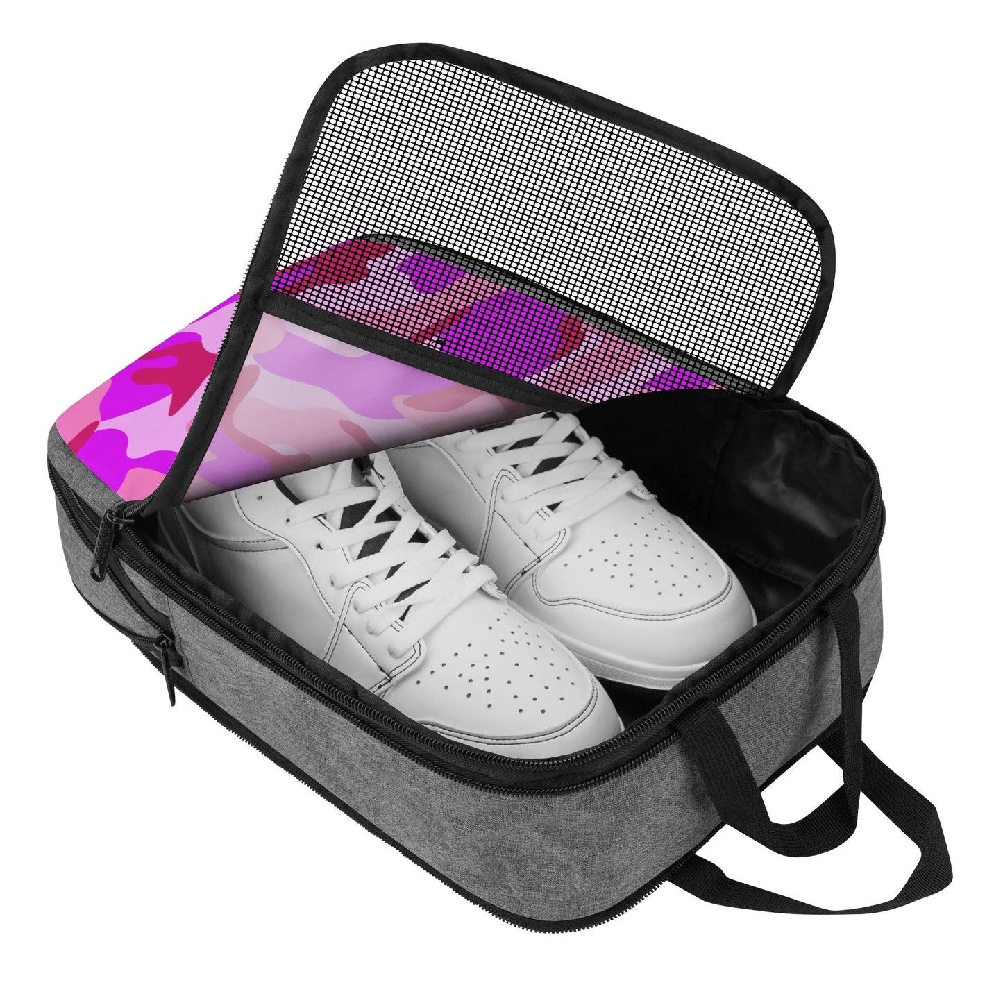 Pink Camo Womens Low Top Leather Sport Sneakers