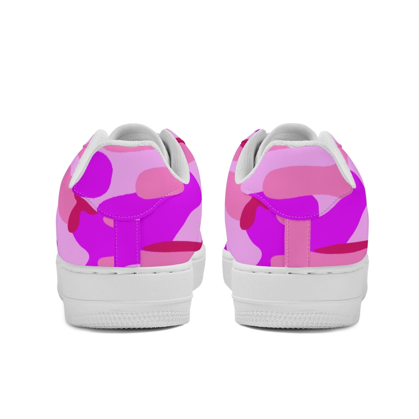 Pink Camo Womens Low Top Leather Sport Sneakers