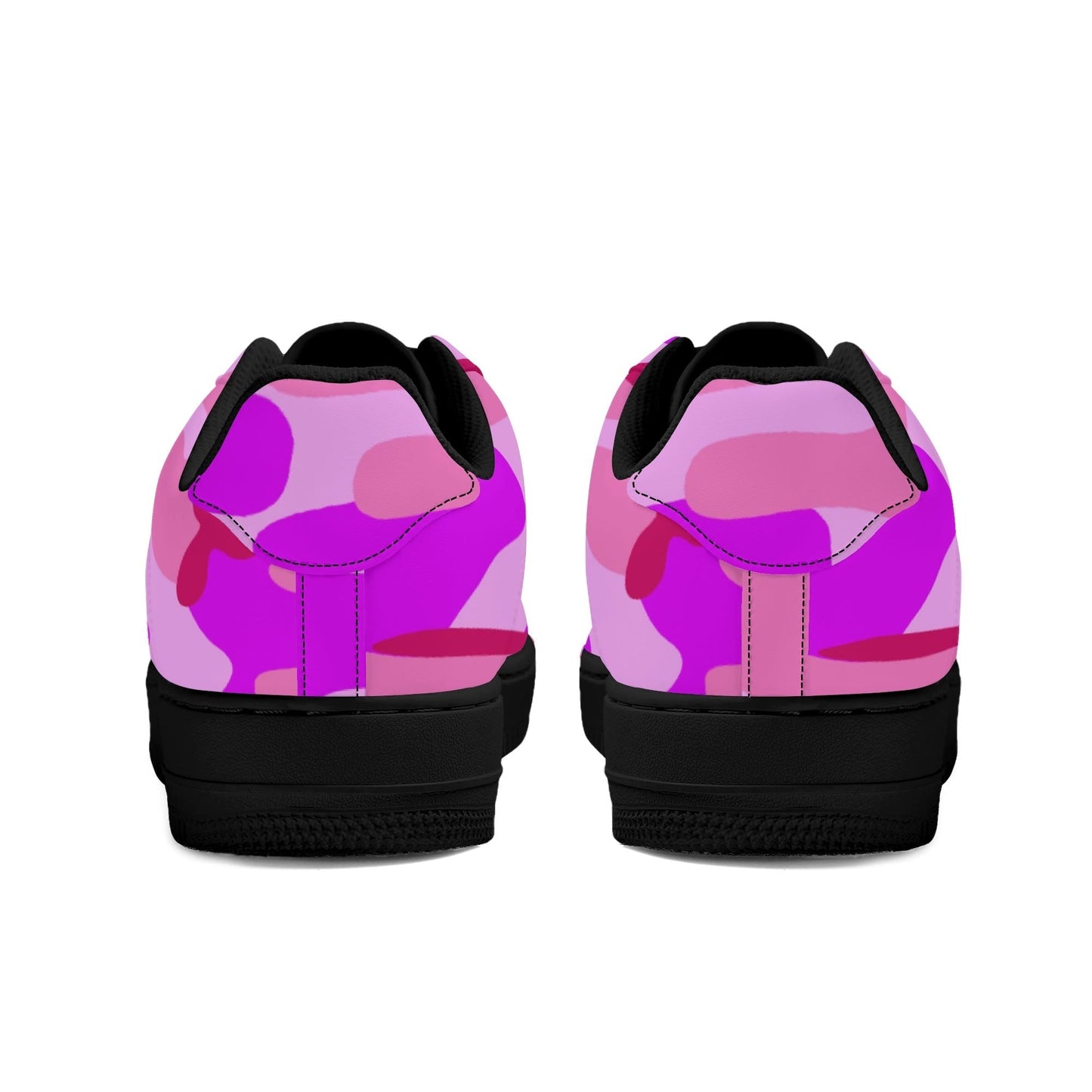 Pink Camo Womens Low Top Leather Sport Sneakers